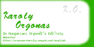 karoly orgonas business card